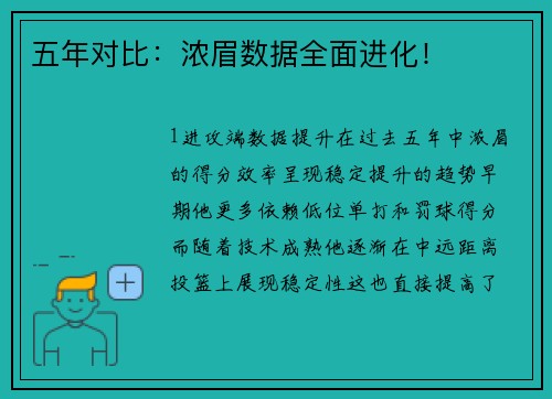 五年对比：浓眉数据全面进化！